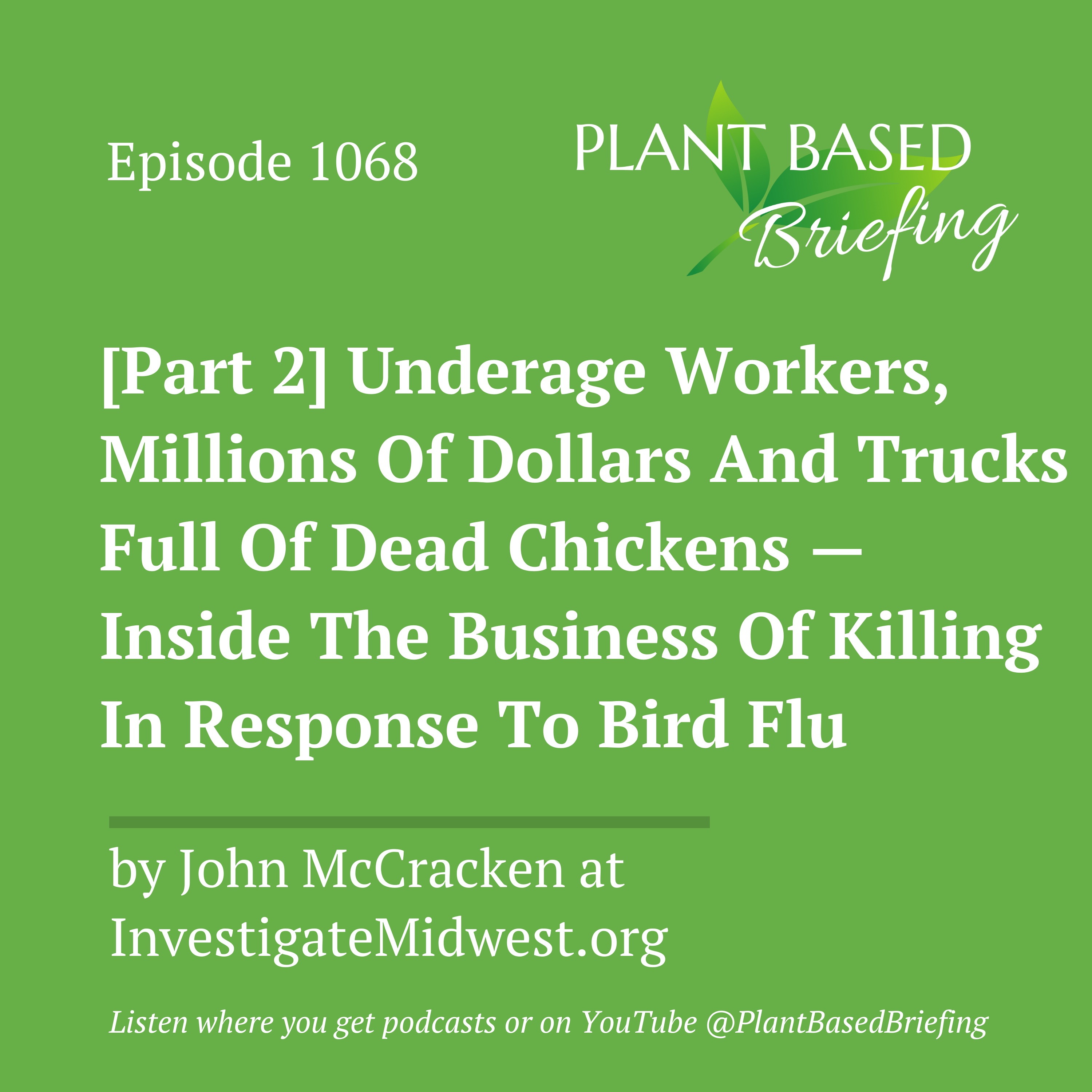 1068: [Part 2] Underage Workers, Millions Of Dollars And Trucks Full Of Dead Chickens — Inside The Business Of Killing In Response To Bird Flu by John McCracken at InvestigateMidwest.org