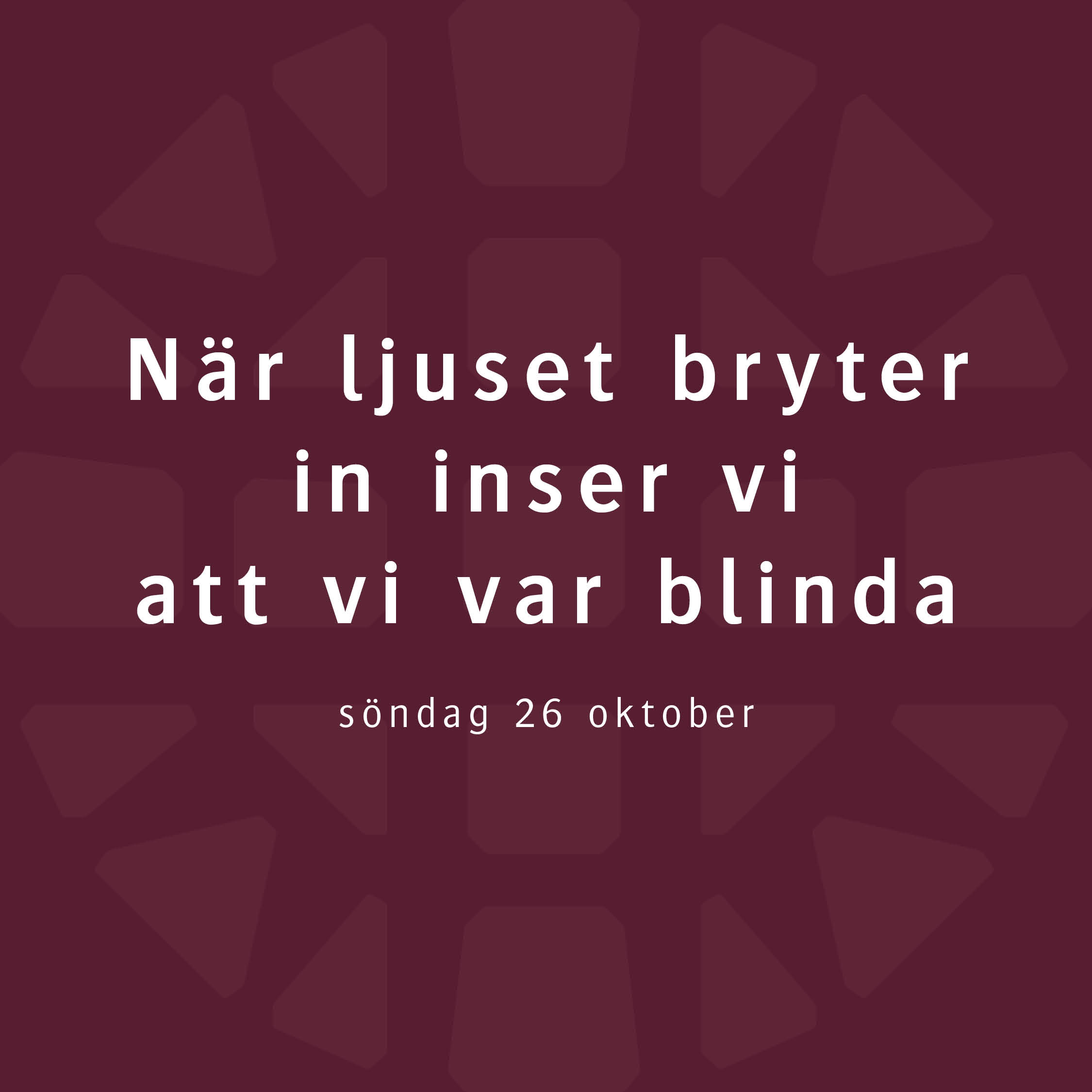 När ljuset bryter in inser vi att vi var blinda – Martin Klemetz När ljuset bryter in inser vi att vi var blinda – Martin Klemetz