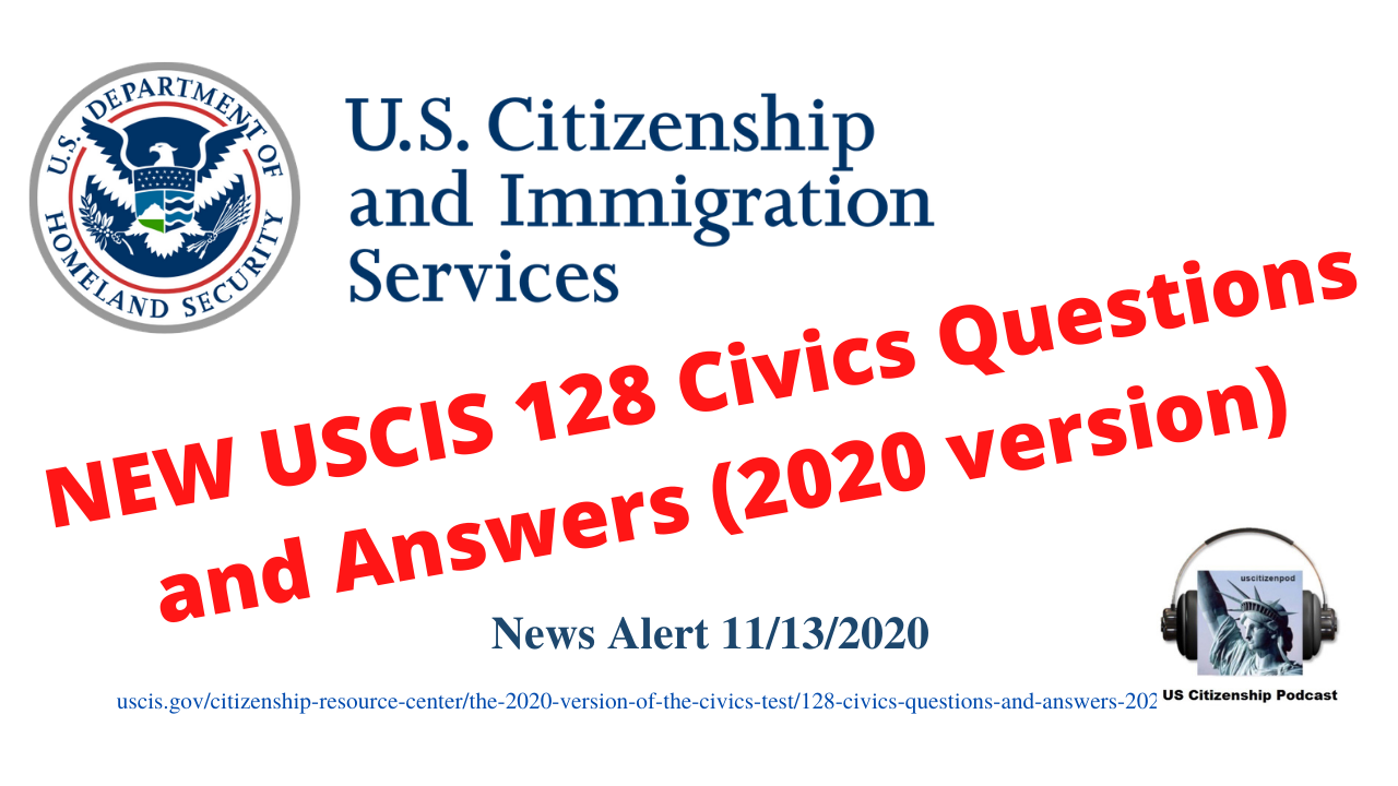 NEW USCIS 128 Civics Questions and Answers (2020 version)