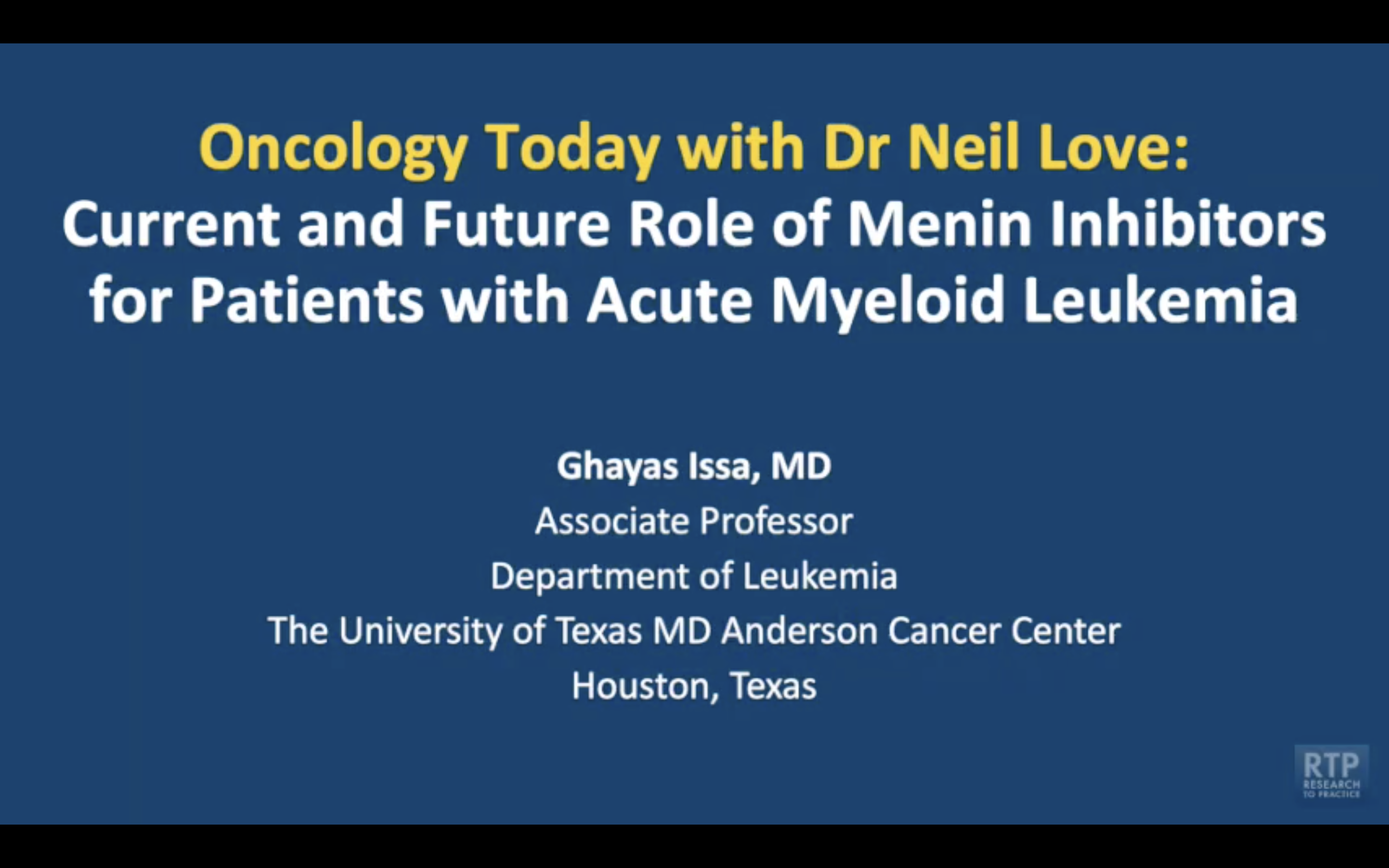 Acute Myeloid Leukemia — An Interview with Dr Ghayas Issa on the Role of Menin Inhibitors