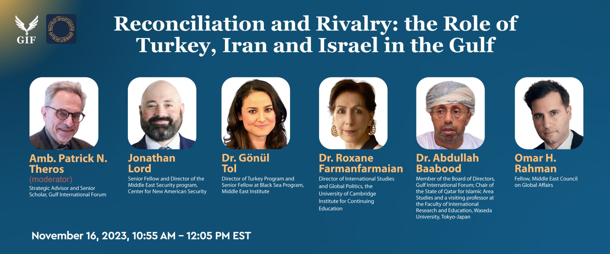 Second Panel at the Fifth Annual Gulf International Conference "Reconciliation and Rivalry: the Role of Turkey, Iran and Israel in the Gulf"
