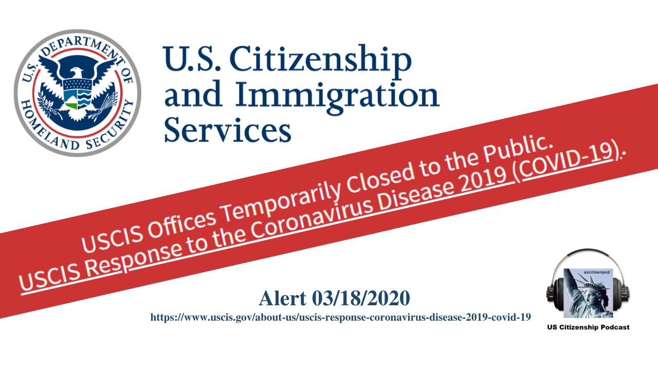 USCIS Offices Temporarily Closed to the Public Until April 1, 2020