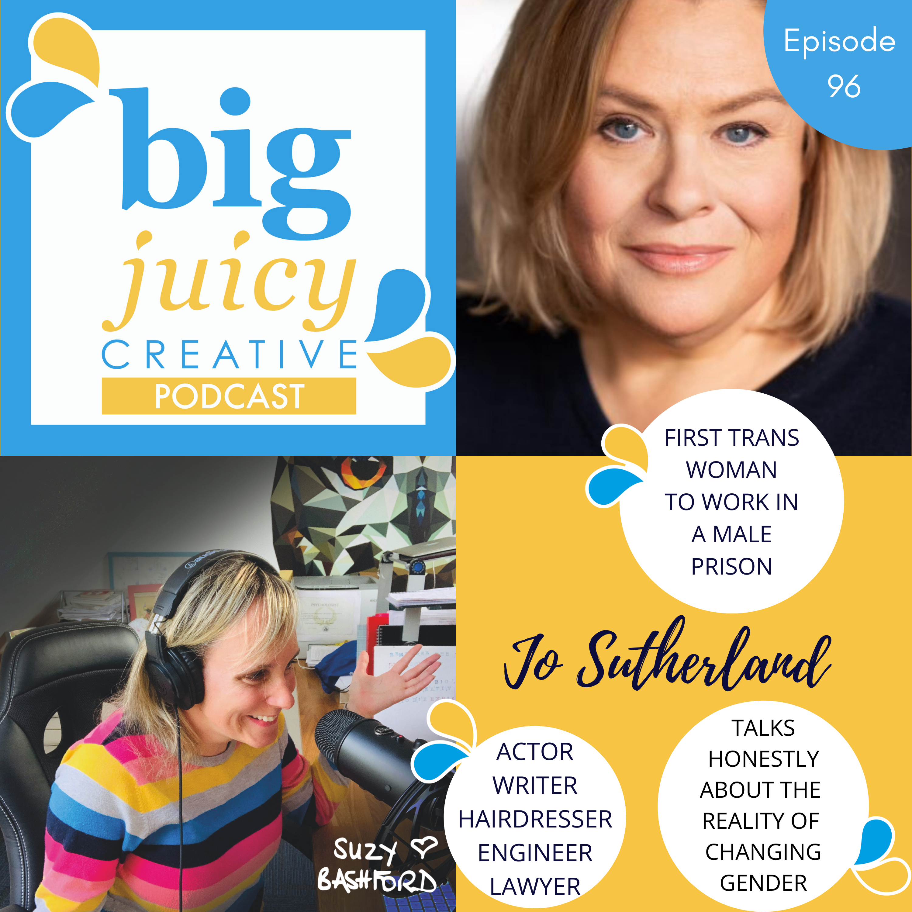 Ep 096: When the skin you're in doesn't feel right, including your gender; the colourful multi-creative career & story of Jo Sutherland