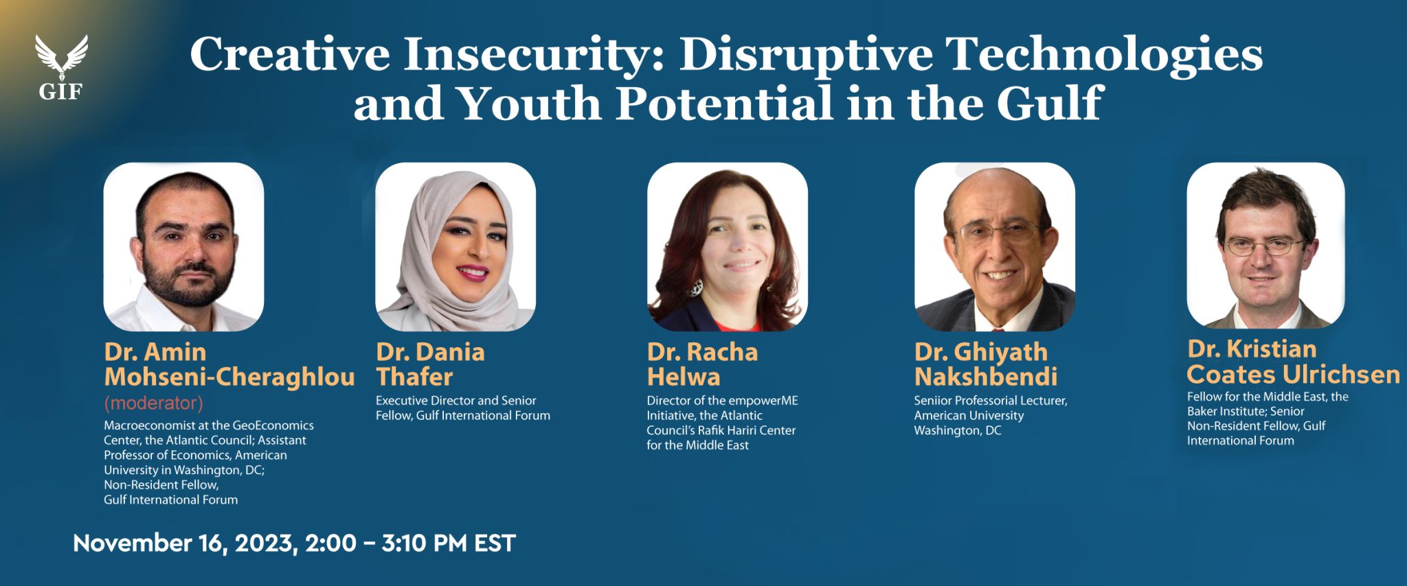 Third Panel at the Fifth Annual Gulf International Conference “Creative Insecurity: Disruptive Technologies and Youth Potential in the Gulf”