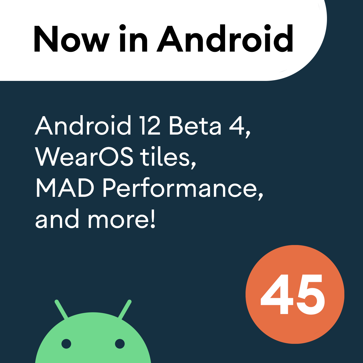 cover of episode 45 - Android 12 Beta 4, WearOS tiles, MAD Performance, and more!