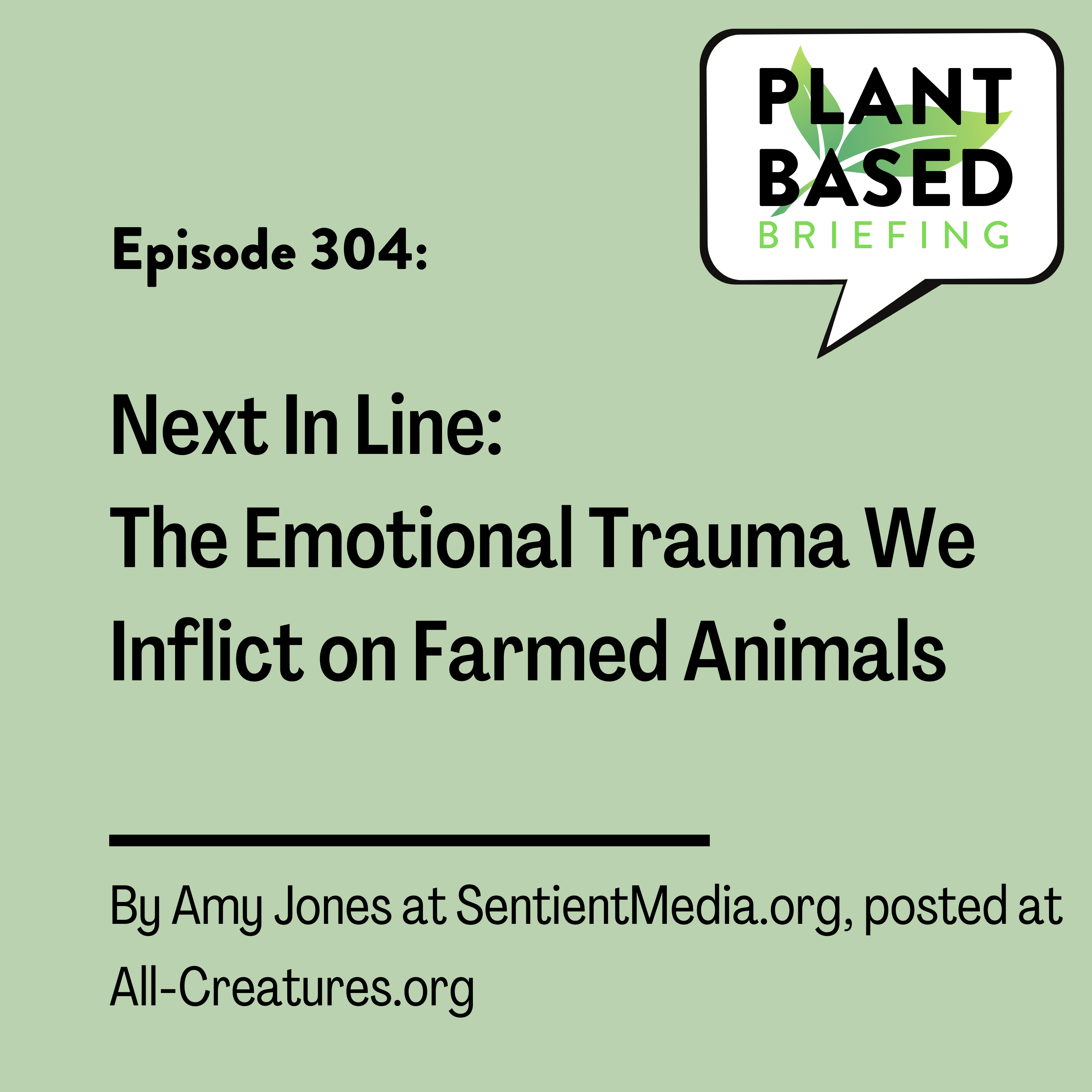 304: Next in Line: The Emotional Trauma We Inflict on Farmed Animals. By Amy Jones at SentientMedia.com and posted at All-Creatures.org