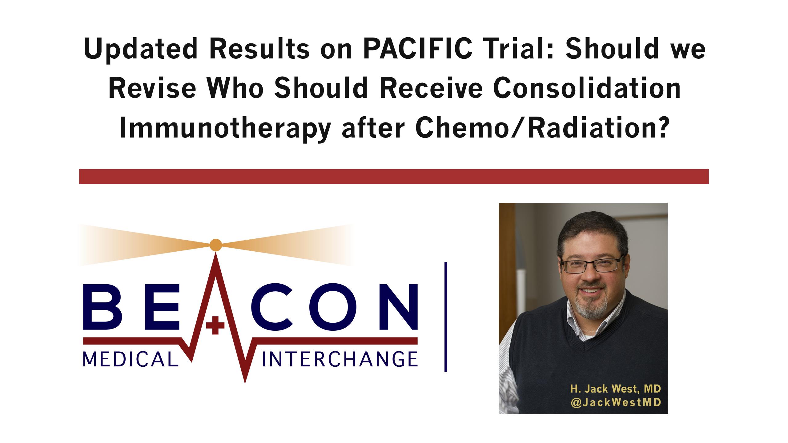 Updated Results on PACIFIC Trial: Should we Revise Who Should Receive Consolidation Immunotherapy after Chemo/Radiation? (BMIC-065)