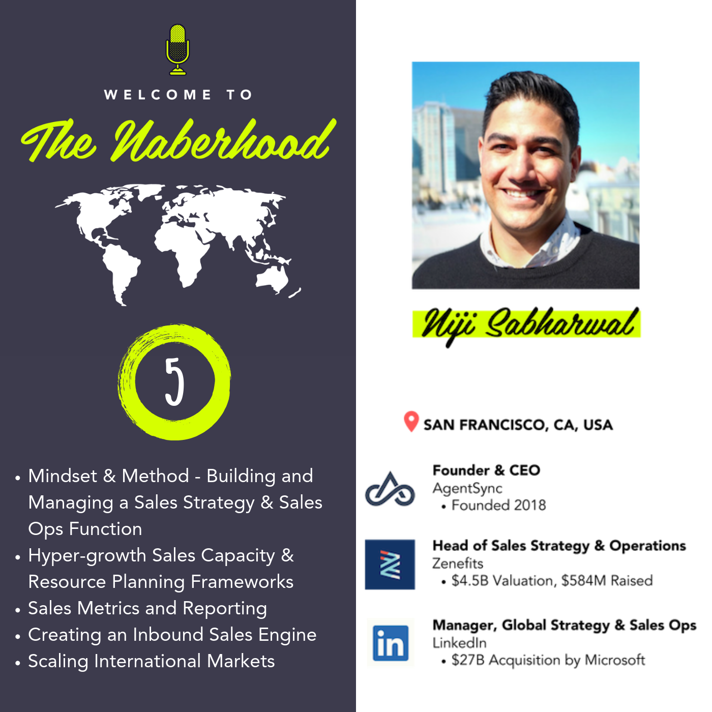 Niji Sabharwal - Co-Founder & CEO @AgentSync (Formerly @Zenefits, @LinkedIn) - Mindset & Method - Building and Managing a Sales Strategy & Sales Ops Function, Hypergrowth Sales Capacity & Resource Planning Frameworks, Sales Metrics and