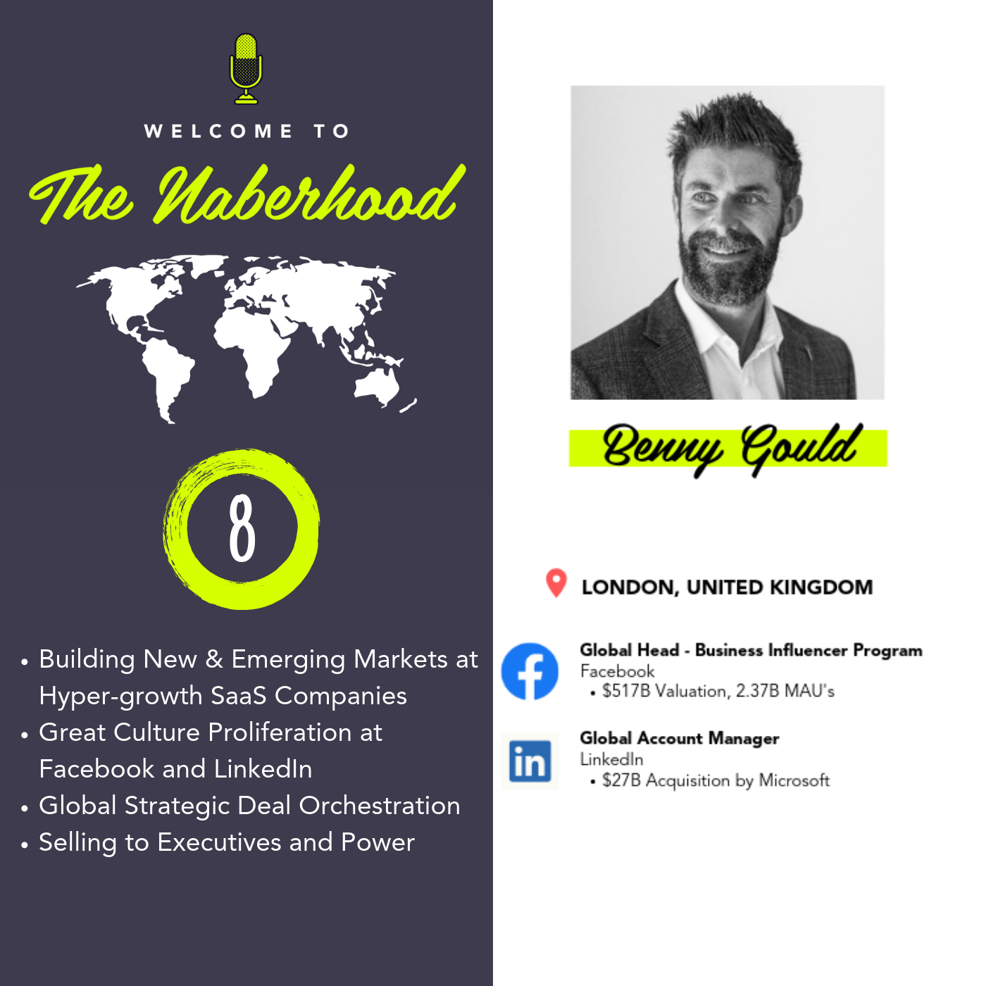 Benny Gould - Global Head, Business Influencer Program @Facebook (Formerly @LinkedIn) - Building New and Emerging Markets at Hypergrowth Companies, Great Culture at Facebook and LinkedIn, Global Strategic Deal Orchestration, Selling to Executives and P