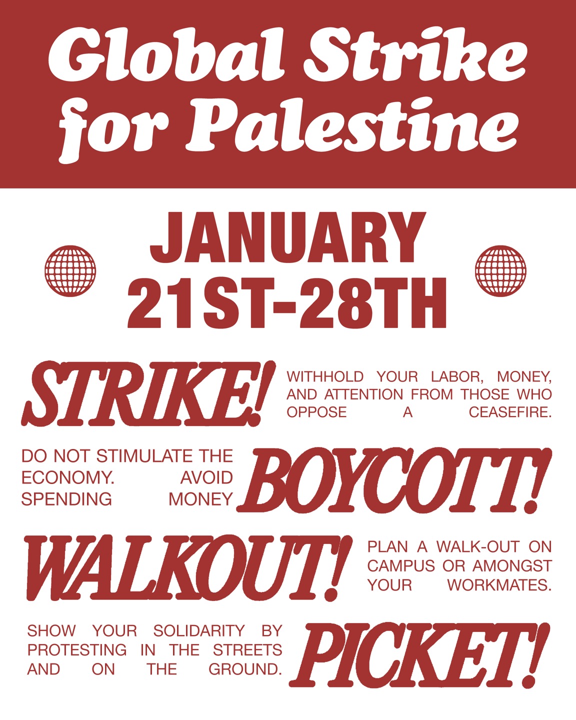 Global Strike for Palestine - Episode Postponed