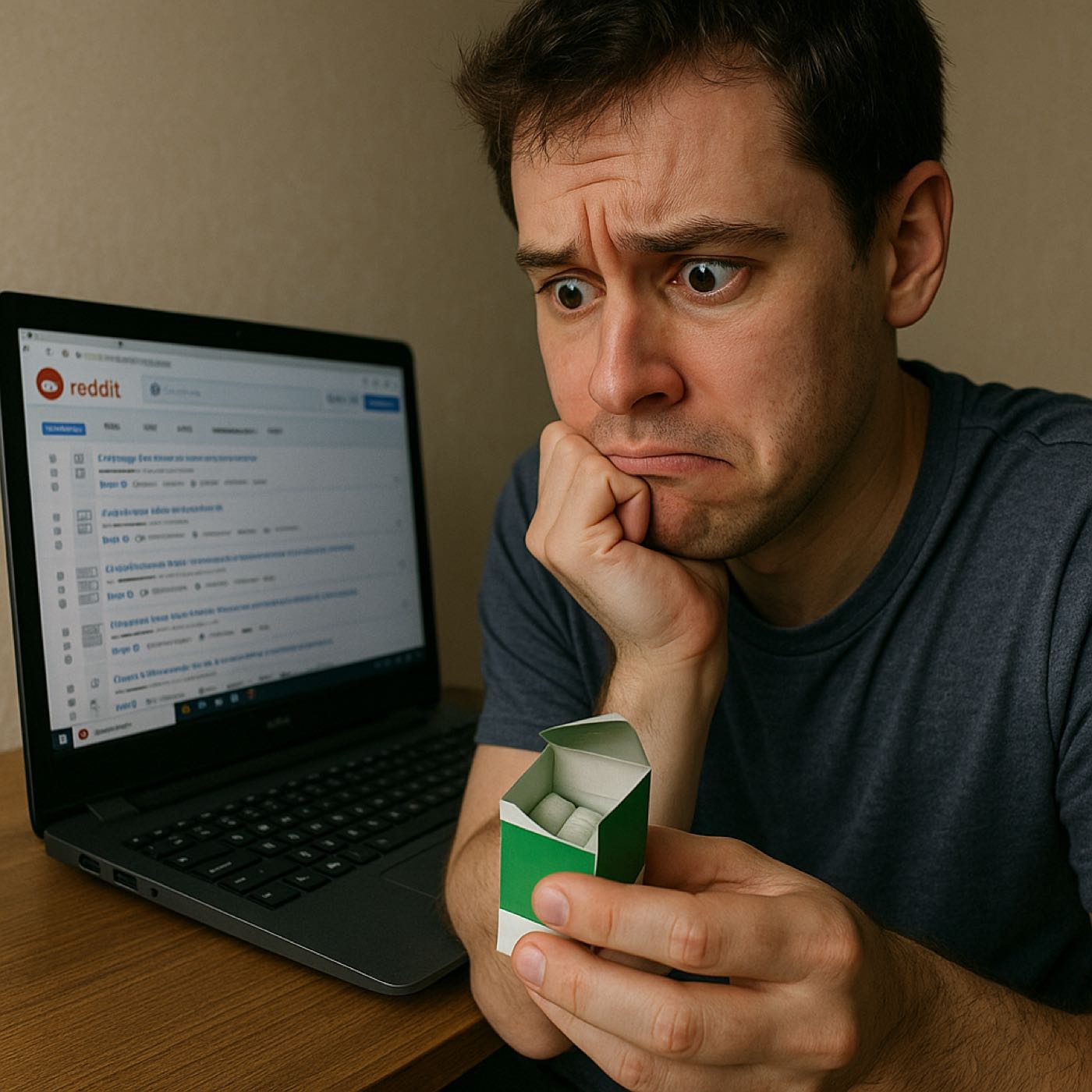 849. Eating a Hollywood Chewing-Gum Cardboard Box