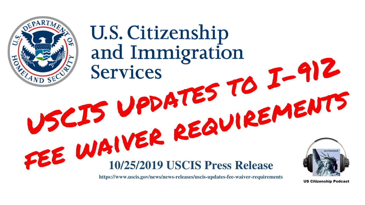 USCIS Updates Fee Waiver Requirements