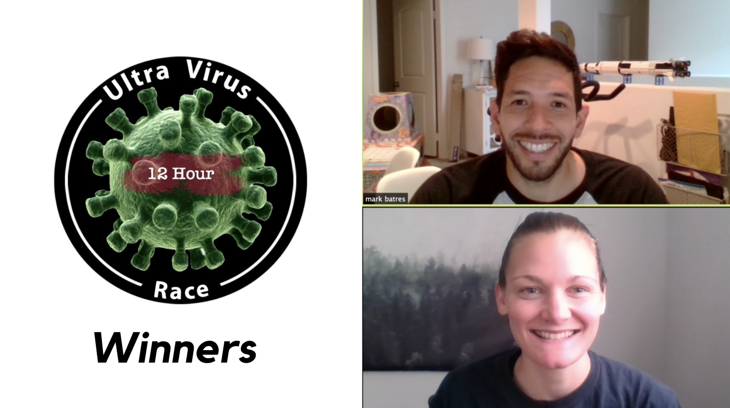 UltraVirus 12 Hour Race Winners - Mark Batres and Kristen Gray
