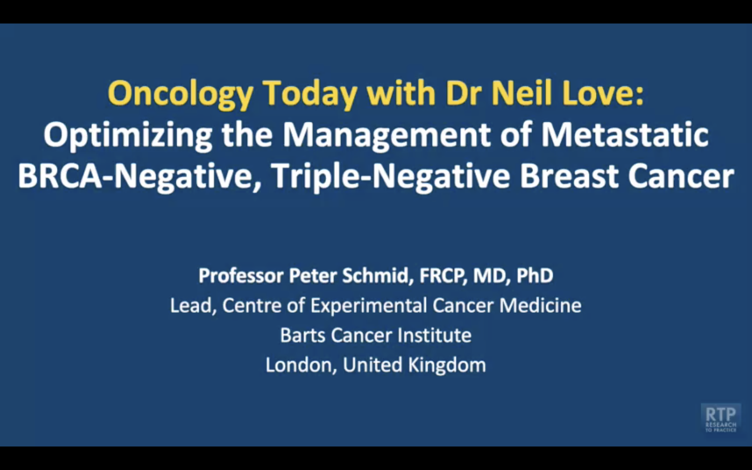 Metastatic BRCA-Negative Triple-Negative Breast Cancer — An Interview with Prof Peter Schmid on Optimal Management