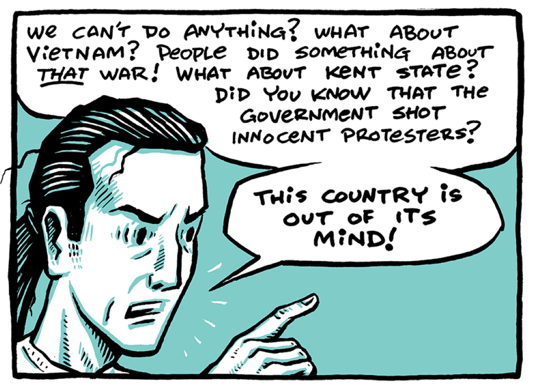 “The Murder Next Door,” Oakland-based graphic artist Hugh D’Andrade’s first graphic novel
