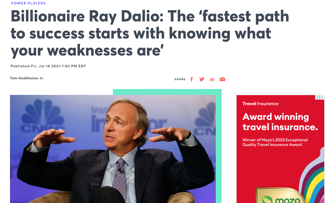 How and Why Billionaire Ray Dalio says You Absolutely Must Confront Your Weaknesses