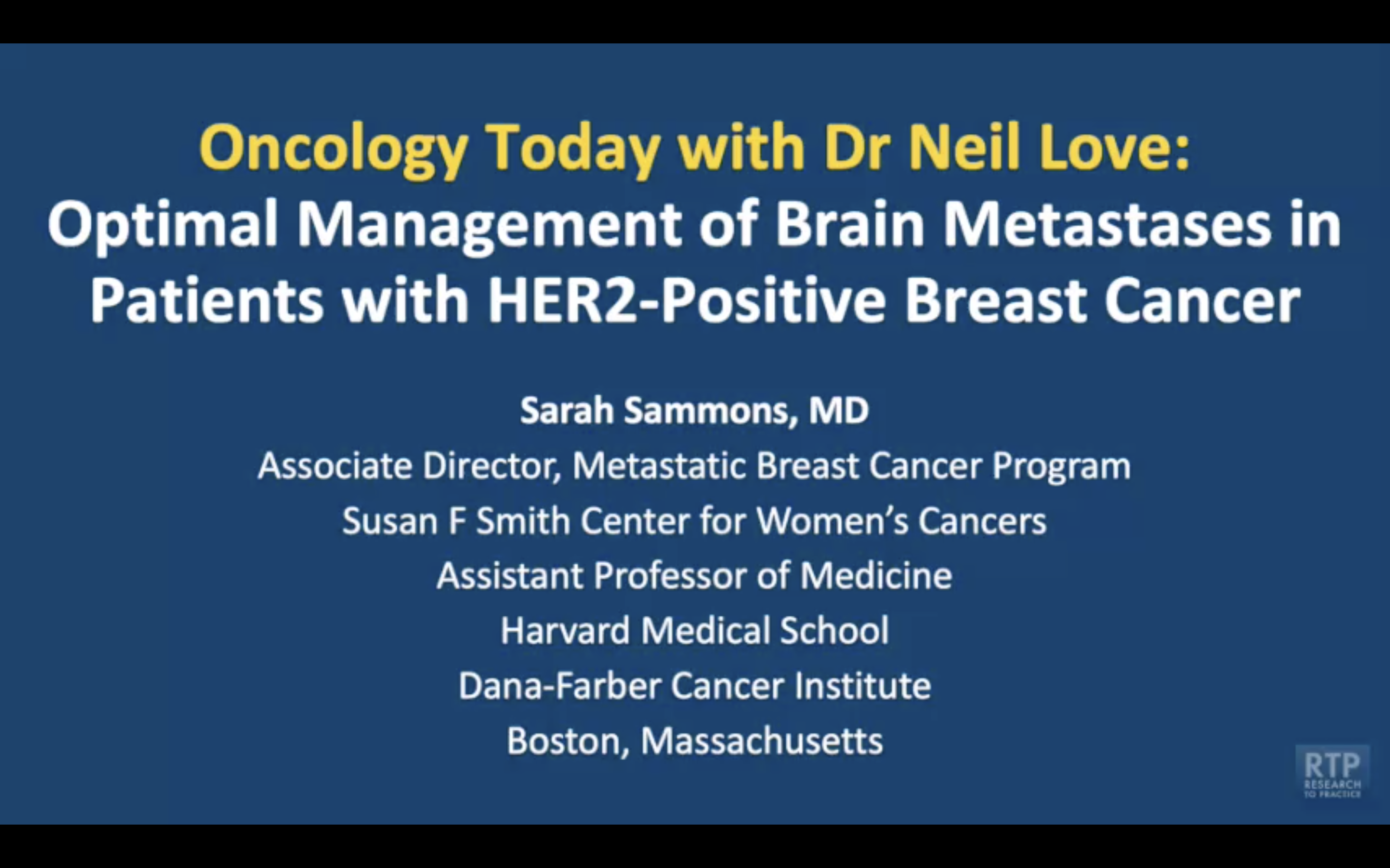 Brain Metastases with HER2-Positive Breast Cancer — An Interview with Dr Sarah Sammons on Optimal Management Approaches