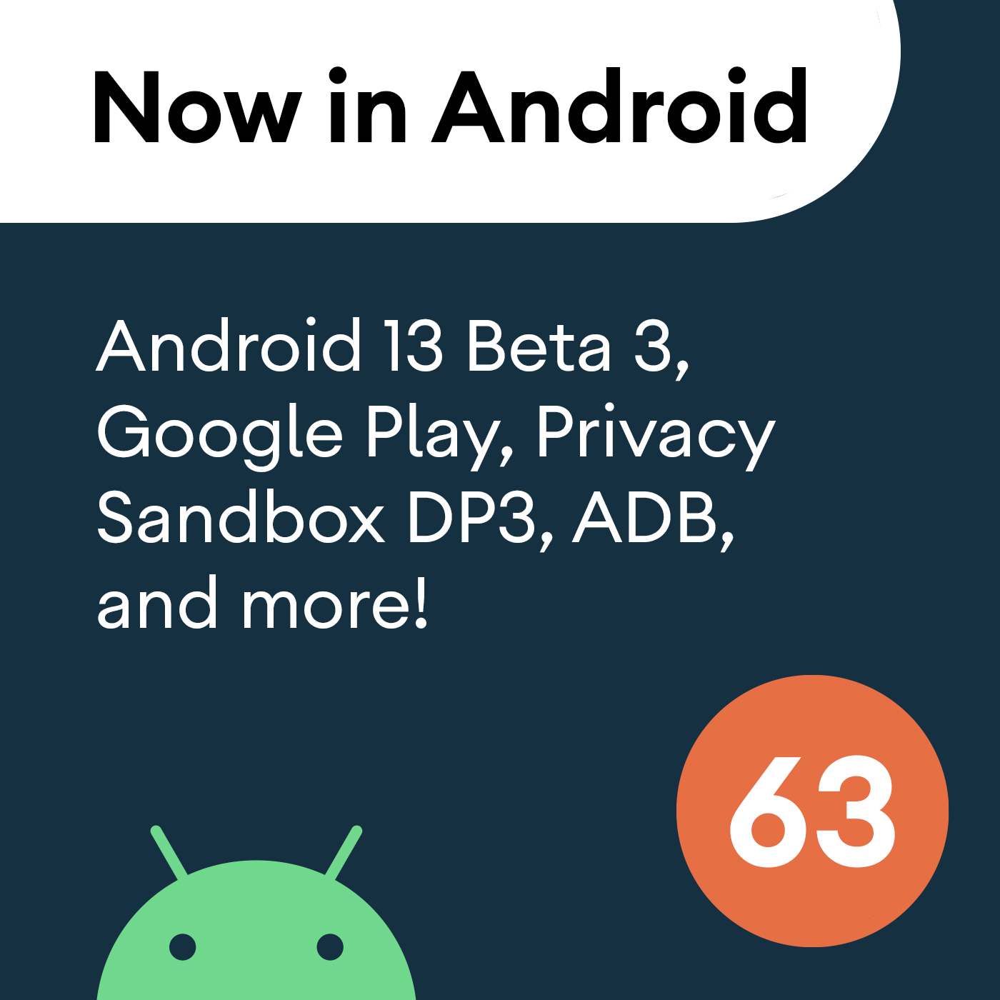 cover of episode 63 - Android 13 Beta 3, Google Play, Privacy Sandbox DP3, and more!