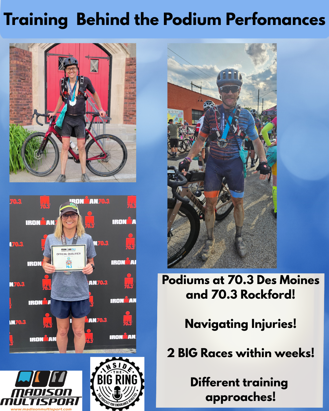 186: Training Behind Podium Performances! Rockford and Des Moines 70.3