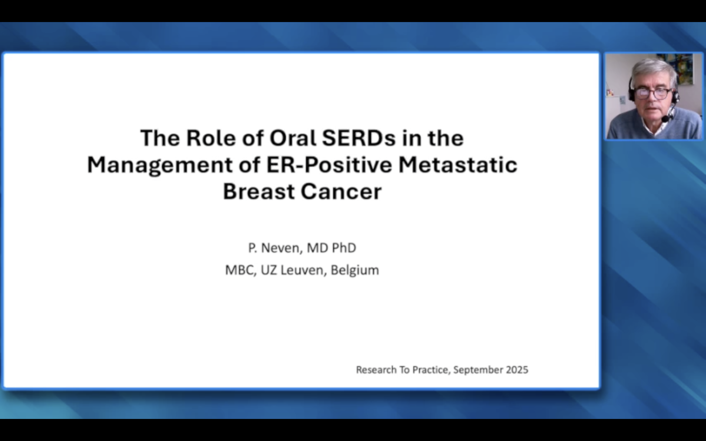 ER-Positive Metastatic Breast Cancer — An Interview with Prof Patrick Neven on the Role of Oral Selective Estrogen Receptor Degraders (Companion Faculty Lecture)