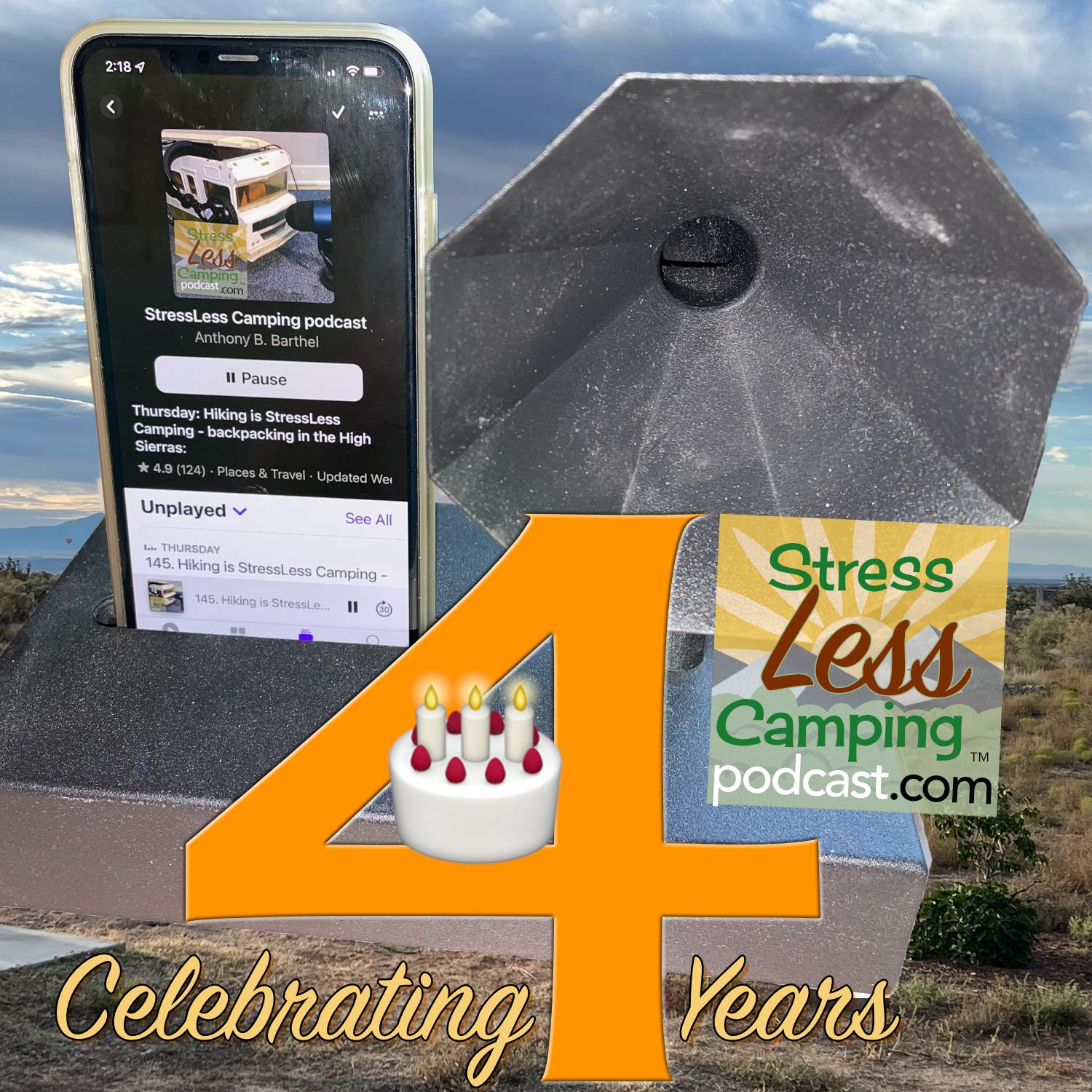 Looking back on four years of the StressLess Camping RV podcast with a recap of a year of adventure