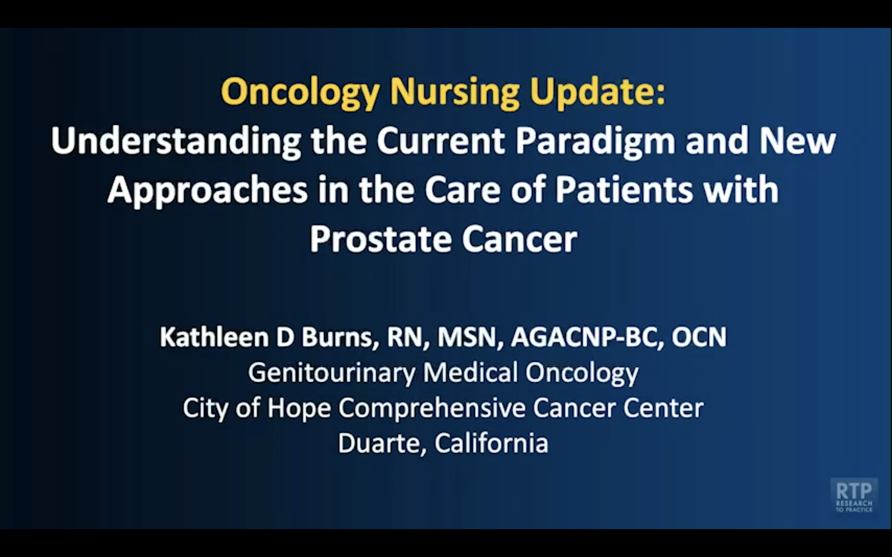 Oncology Nursing Update: Prostate Cancer — An Interview with Ms Kathleen D Burns on the Current Treatment Paradigm and New Approaches to Patient Care