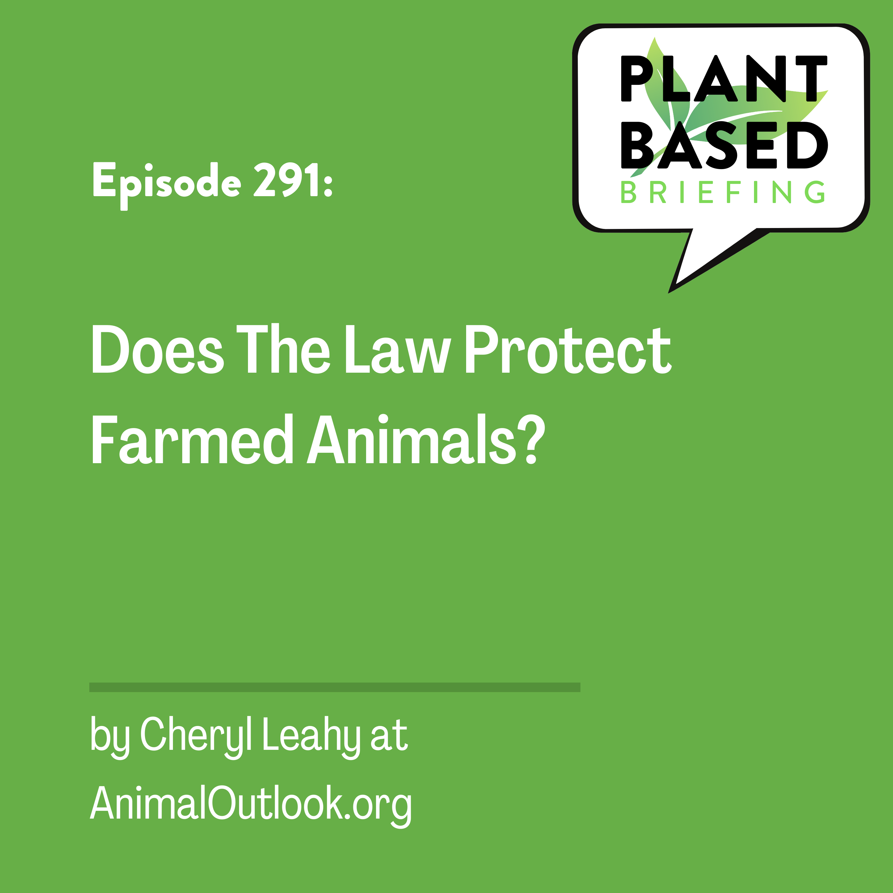 291: Does the Law Protect Farmed Animals? By Cheryl Leahy at AnimalOutlook.org.