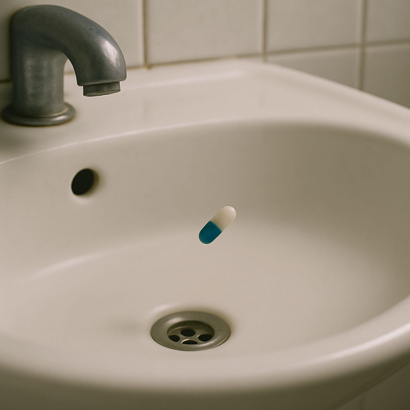 863. Taking a Pill Dropped in the Bathroom Sink
